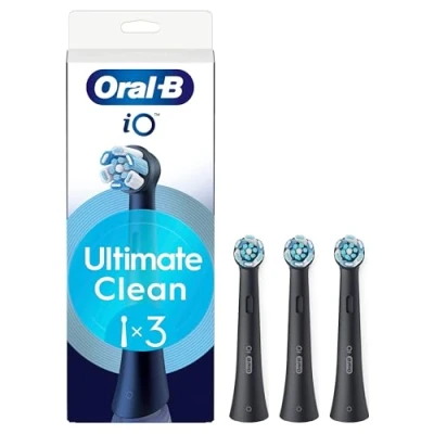 Imagen de Oral B cabezales de repuesto iO Series Ultimate Clean Black, redondos originales, cerdas CrissCross, eliminación placa, 3