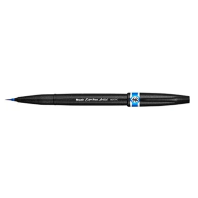 Imagen de Pentel Rotulador Artist con punta de pincel extrafina. Color azul claro.