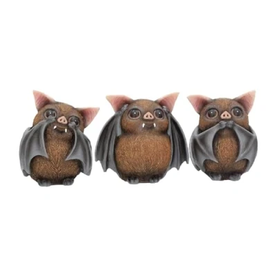 Imagen de Nemesis Now B4473N9 Three Wise Bats Figura Decorativa (8,5 cm), Color marrón