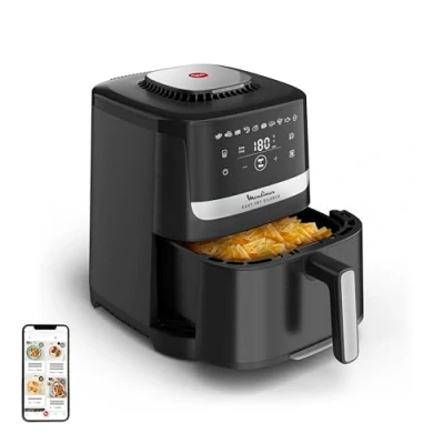 Imagen de Moulinex Easy Fry Silence, freidora de aire, Cesta Almacenaje 5L, Tecnología Silenciosa, Sistema Limpieza y Almacenamiento Fácil, 10 programas, Negra, EZ5528F0