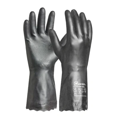 Imagen de Gebol Carostar Talla XL (Gr 10) Guantes de protección química con interior algodón flocado limpieza alto agarre para hombre negro 1 par