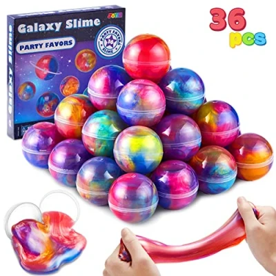Imagen de JOYIN Slime Kit Party Favours, 36 Pack Galaxy Ball Favors elástico, no pegajoso, Libre de Suciedad, aliviar el estrés, y Seguro para Las niñas los niños