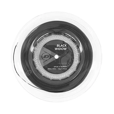 Imagen de DUNLOP 624853 Cordaje de Tenis, Black Widow Rollo 200 m, 1.31 mm, 1 Unidad
