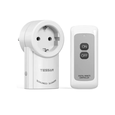 Imagen de Enchufe con Mando a Distancia TESSAN, de 25M, 2300W, Interruptor se utiliza para electrodomésticos, adornos navideños, luces eléctricas, blanco