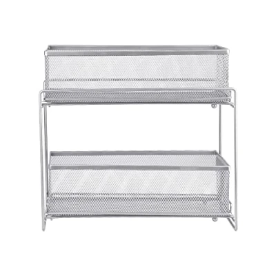 Imagen de LANTUS organizador de cocina con 2 niveles almacenamiento debajo del fregadero deslizante, para fregadero, portaobjetos cestas deslizantes extraíbles, soporte (35 x 18