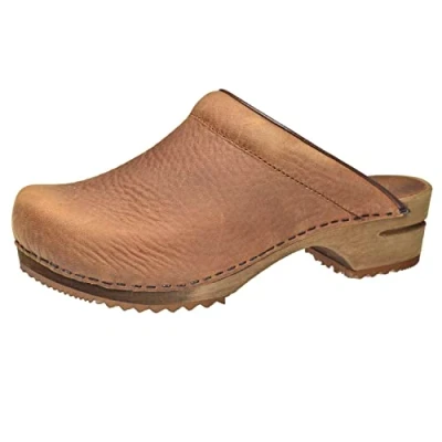 Imagen de Sanita Chrissy Zuecos Abiertos Producto Artesanal Original para Mujer de Piel con Suela Madera Marrón 38 EU