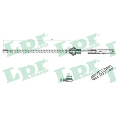 Imagen de LPR C0250B Cable de Freno Mano 175 Tambor FORD: FIESTA 5, Focus Mk1 Hatchback, Berlina