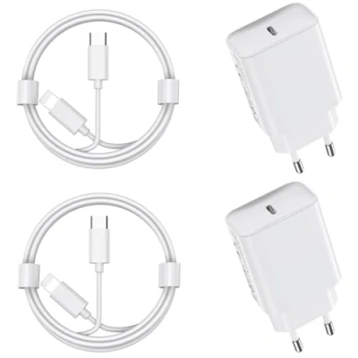 Imagen de 30W Cargador Carga Rapida for iPhone 14/14 Pro/14 Pro Max/14 Plus 13 12 11 SE XR X XS 8 7, iPad Air Mini, AirPods, 2 Pack USB C Carregador Rapido 2M Cable USBC Rápida Cabezal Pared Charger Adaptador