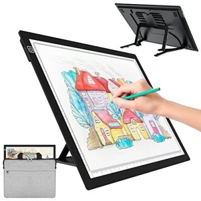 Imagen de iodoo Mesa de Luz A3 Ultra Fina para Calcar Tableta Recargable 2500 mAh Pantalla LED con Brillo Ajustable y Cable USB Animación, Tatoo, Dibujo Diamond Painting