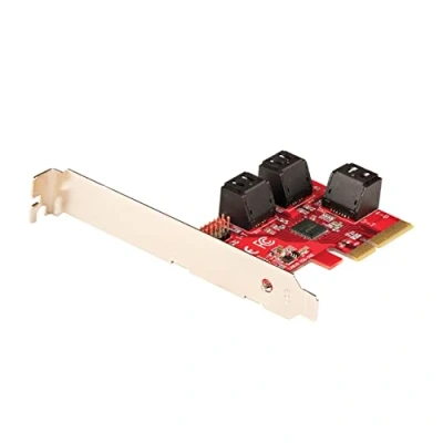 Imagen de StarTech.com Tarjeta PCIE SATA Controladora PCI Express de 6 Puertos 6Gbps con Bracket Perfil Bajo Conectores Apilados ASM1166 sin RAID (6P6G CARD)