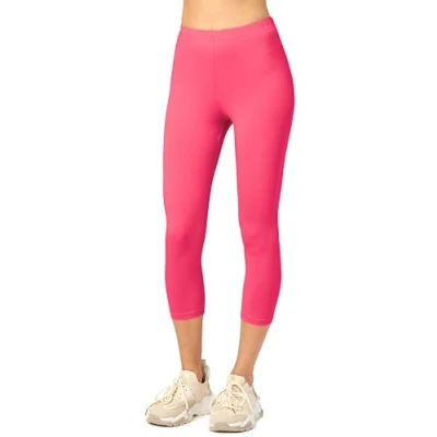 Imagen de Merry Style Leggins Deportivos para Mujer Pantalones Piratas Suaves Elásticos Leggings de Algodón 3/4 Mallas Confortables MS10 199 (Amaranto, L)