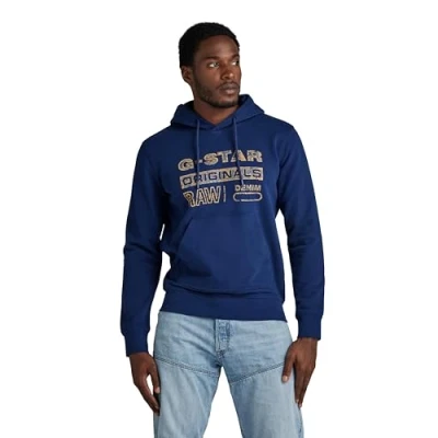 Imagen de G STAR RAW Sudadera con Capucha Distressed Originals, Azul Imperial Blue D24414 d562 1305, XS para Hombre