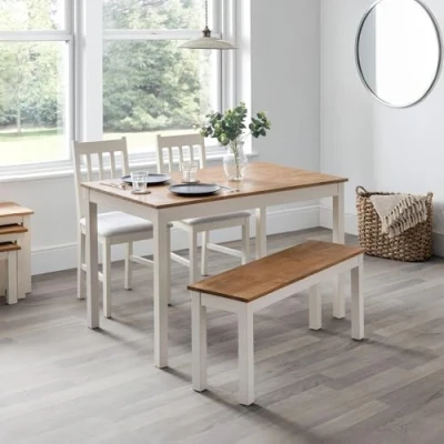 Imagen de Julian Bowen Mesa de comedor rectangular Coxmoor, blanco/roble