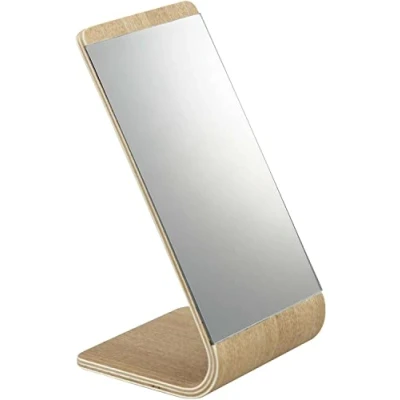 Imagen de YAMAZAKI 7363 RIN Espejo de pie, Beige, Madera/Espejo, Minimalista, 13 x 12 23.3 cm