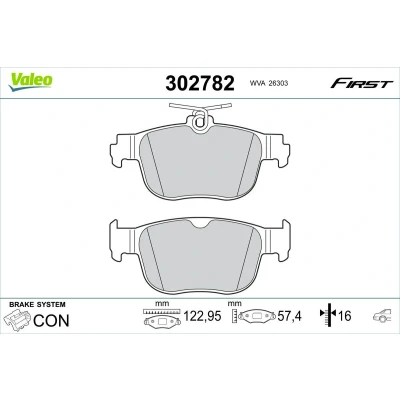 Imagen de VALEO 302782 Juego de pastillas freno Eje trasero excl. contacto avisador desgaste sin tornillos, Chapa antichirridos SEAT: Leon IV