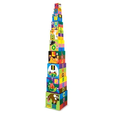 Imagen de Melissa &amp; Doug 12782 Bloques de anidación y apilamiento del Alfabeto Juguetes Desarrollo, fácil Almacenamiento, construcción Duradera, 10 Cajas Nido cartón, Multicolor (Melissa&amp;Doug 12782)