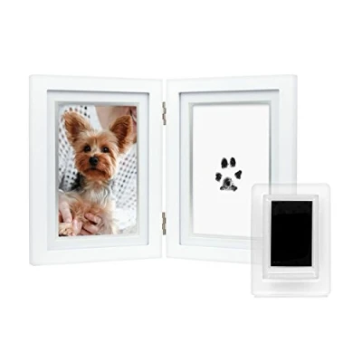 Imagen de Pearhead Paw Prints Fotos para Escritorio de Perro o Gato, Madera, Marco Blanco, Tinta, 1 Count (Pack of 1)