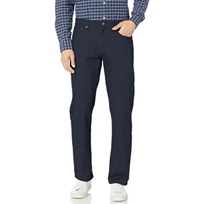 Imagen de Amazon Essentials Pantalón de Sarga Elástico con 5 Bolsillos Ajuste Informal Hombre, Azul Marino, 35W / 34L