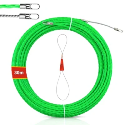 Imagen de Guia Pasacables, 30M Tirador Cables Enhebrador de Alambre Electrico Pasacables Trenzada Enhebrado con Muelle Guía, Ideal para Colocación
