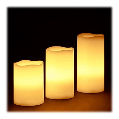 Imagen de Relaxdays Set Velas Led, Eléctricas, A Pilas, Navidad, Luz Centelleante, Cera, Ø 7 cm, 3 Tamaños Diferentes, Crema, auténtica