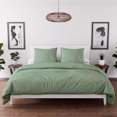 Imagen de Soleil d&#039;ocre, Juego de Funda nórdica Microfibra Lavada, 240 x 220 cm, Color Verde Agua