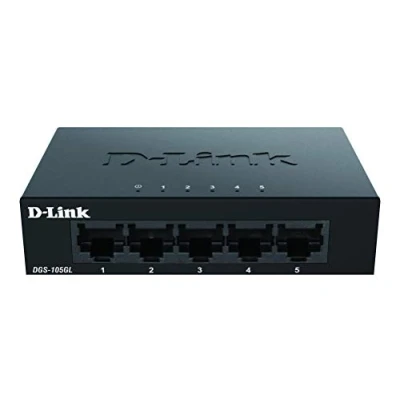 Imagen de Switch D Link DGS 105GL, 5 Puertos, sin gestión, Gigabit Ethernet LAN, RJ 45, Plug&amp;Play, Negro