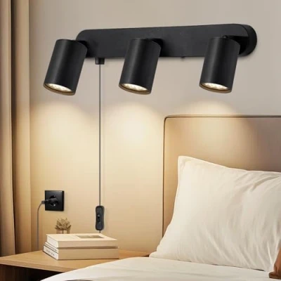 Imagen de Dehobo Aplique Pared Interior con Enchufe GU10 Dormitorio cable Lamparas de Mesita Noche Para Pasillo Sin Bombilla