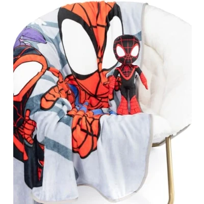 Imagen de Manta de Forro Polar Azul y Almohada Mini con diseño Miles Morales Marvel 130 x 150 cm Juego Infantil para Cama