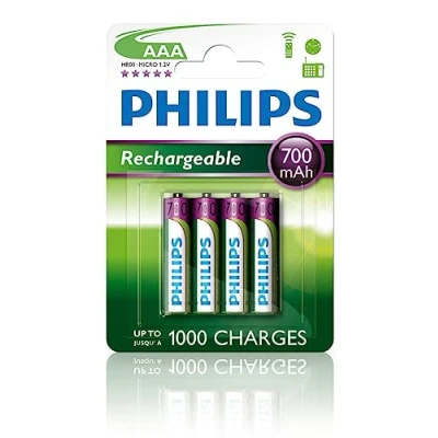 Imagen de Philips R03B4A70/10 Pack de 4 Pilas Recargables NiMh, AAA