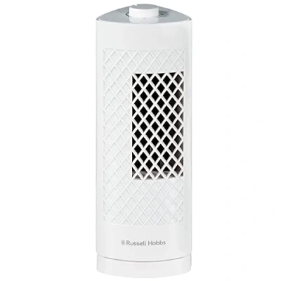 Imagen de Russell Hobbs Miniventilador de torre portátil, 33,02 cm, ligero, 3 velocidades, oscilación 75, flujo aire potente, silencioso, blanco, RHTF1321