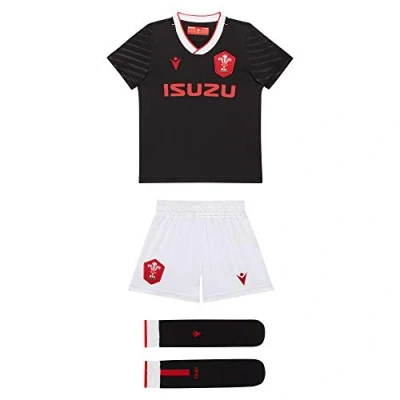 Imagen de Macron 58125563 WRU M20 Camiseta con pantalones cortos y calcetines, para niños, color Negro, 3/4Y, unisex, Unisex 58125563, 1/2y