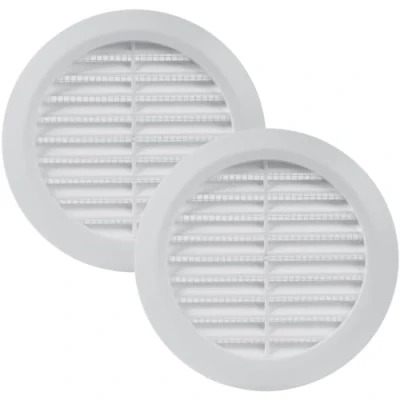 Imagen de Vent Systems 10 cm Paquete 2 Blanco Cubierta de Ventilación Soffit Rejilla redonda parrilla Pantalla insectos incorporada HVAC para baño, oficina en casa, cocina