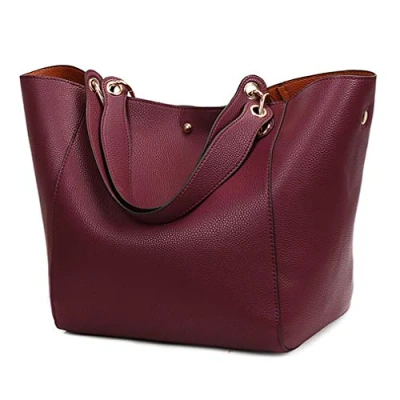 Imagen de Pahajim Bolsos Mujer Grandes Bolso Señora Tote PU Cuero Bandolera Shopper Moda para Compras, Fiesta, Viajes, Trabajo(Fucsia)