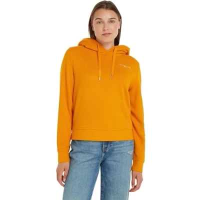 Imagen de Tommy Hilfiger Mujer Sudadera Logo Hoodie con capucha, Naranja (Rich Ochre), L