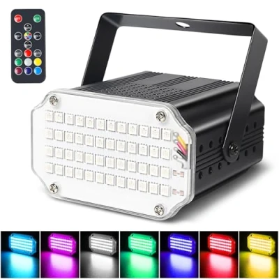 Imagen de 48Led Luz Estroboscopica Discoteca con Mando, Luces Estroboscópicas Flash Estroboscopio Color para Fiestas, de a Ritmo Musica Stroboscope Activada Sonido