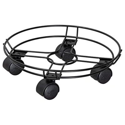Imagen de WAGNER Soporte Con ruedas para plantas BLACK EDITION Ø 30 x 5 cm I uso de interior Carrito flores acero, recubierto negro borde Capacidad carga 60 kg 20093301