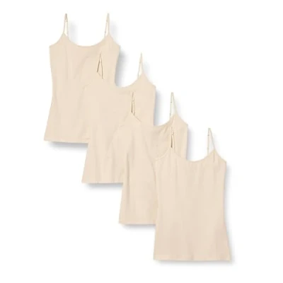 Imagen de Amazon Essentials Camisola Entallada Mujer, Pack de 4, Beige, S