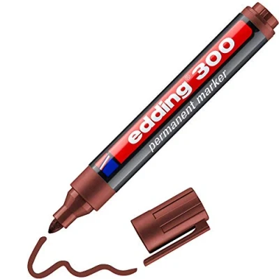 Imagen de edding 300 marcador permanente marrón 1 rotulador punta redonda 1,5 3 mm resistente al agua, de secado rápido, rotuladores indelebles para cartón, plástico, vidrio, madera, metal