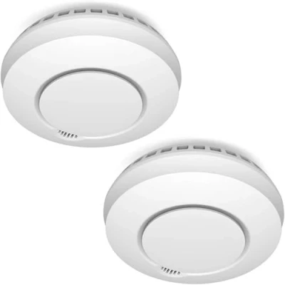 Imagen de ELRO FZ5002R Juego de 2 Connects el Detector Humo inalámbrico DIN EN14604 Probado con Sensor Calor, Blanco, Piezas