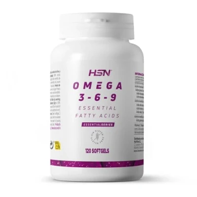 Imagen de Omega 3 6 9 de HSN 120 Perlas Aceite Pescado, Onagra y Lino Ácidos Grasos Esenciales: Linolénico + Linoleico Oleico Con Vitamina E No GMO, Sin Gluten ni Lactosa
