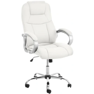 Imagen de CLP Silla De Oficina XXL Apoll En Cuero Sintético I Escritorio Regulable Altura &amp; Giratoria Ordenador con Ruedas Color: Blanco