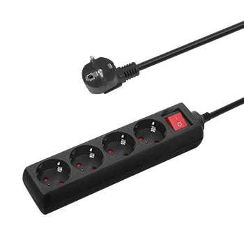 Imagen de Aigostar Regleta de Enchufes con 4 Tomas,Regleta Alargador Cable 1,5 Metros e Interruptor,Negro