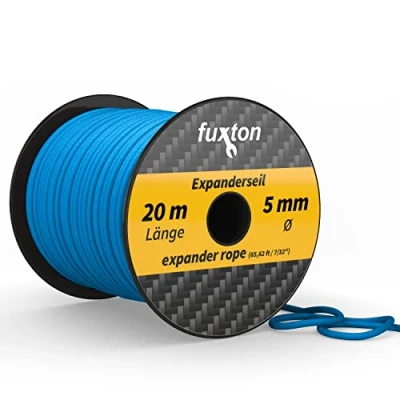 Imagen de fuxton Cuerda Elastica 5 mm 20 m Azul, (elásticos para Piscinas, elástico Exteriores, Cinta elástica, cordón de Caucho, Lona, Tensor)