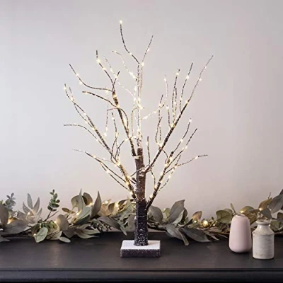 Imagen de Lights4fun Árbol Invernal Nevado con Micro LED Blanco Cálido a Pilas