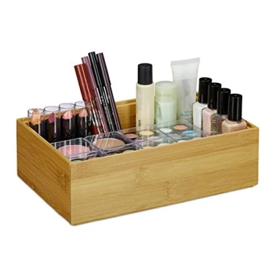 Imagen de Relaxdays Caja de almacenaje bambú, Apilable, Diseño natural, 7 x 23 15 cm, Marrón