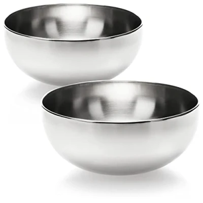 Imagen de COM FOUR® Juego de tazones mezcla 2 piezas acero inoxidable Cuenco cocina multifuncional para snacks (2 Ø 20cm)