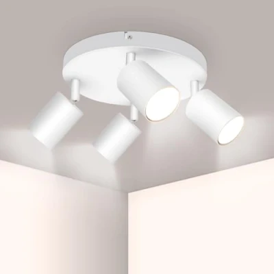 Imagen de Ketom Redondo Lámpara de Techo con 4 Focos, GU10 Focos Orientables, Blanco Apliques Modernas, para el Salon, Dormitorio, Cocina, Comedor, Sin Bombilla