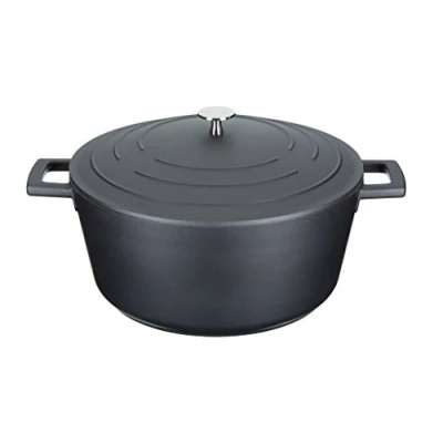 Imagen de MasterClass Cazuela con Tapa, Grande 5L/28cm, Aluminio Fundido Ligero, Apta para Horno y Placa de Inducción, Negra