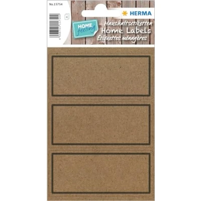 Imagen de HERMA 15754 etiquetas de papel hierba, 4 hojas, 82 x 36 mm, 3 unidades por hoja, 12 pegatinas autoadhesivas, para el hogar escribir, adhesivas Silphie, marrón