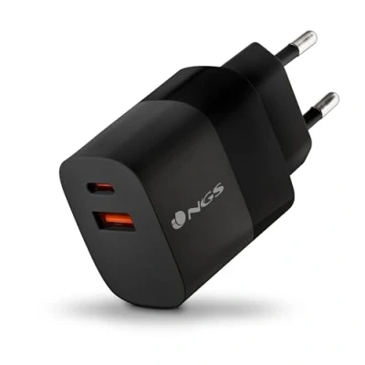 Imagen de NGS Bud 45W Cargador de Pared ultrarrápido con 2 Puertos USB C(PD &amp; PPS 45W) A(QC 3.0 18W) Compacto y portátil para Smartphones Tablets laptops Materiales GAN ignífugos Carga simultánea Segura